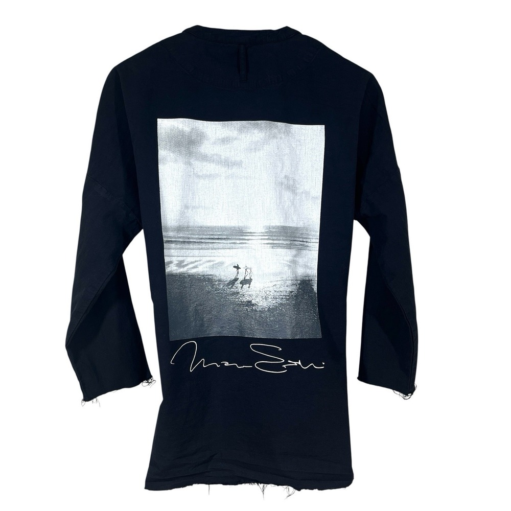 Marea Erre‎ Wrap Top Size M Black Cotton Jinbei Uwagi Urban Japan Surf Graphic